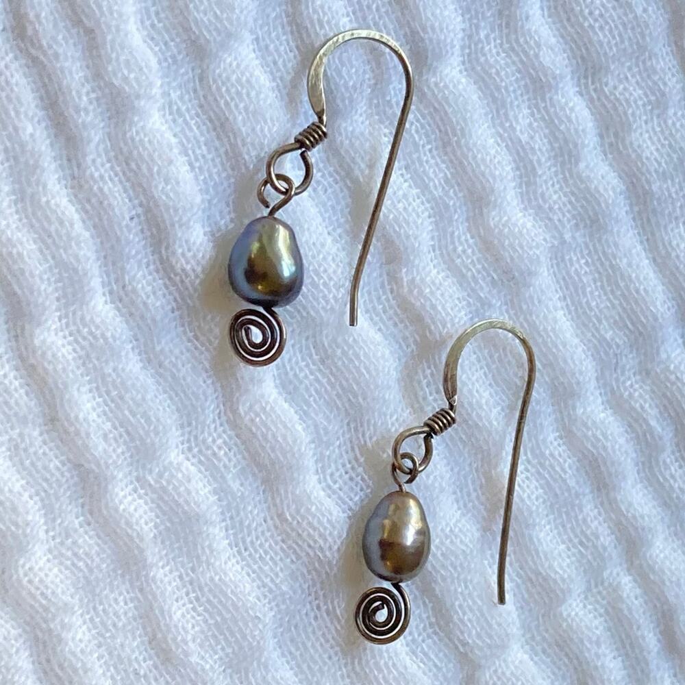 Dainty Gray Freshwater Cultured Pearl Sterling Silver Earrings